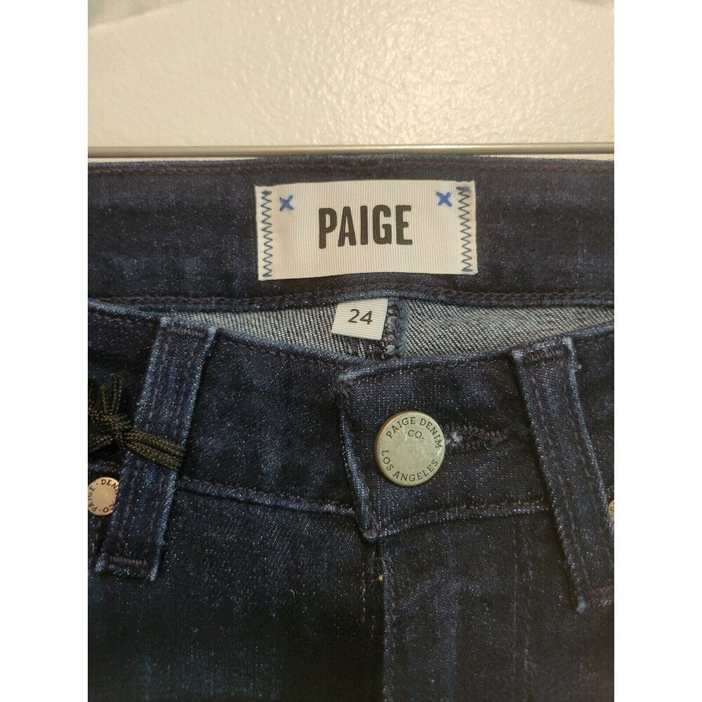 New women's sz 24 /00 Paige light flare dark navy denim pocketed jeans - Picture 4 of 6